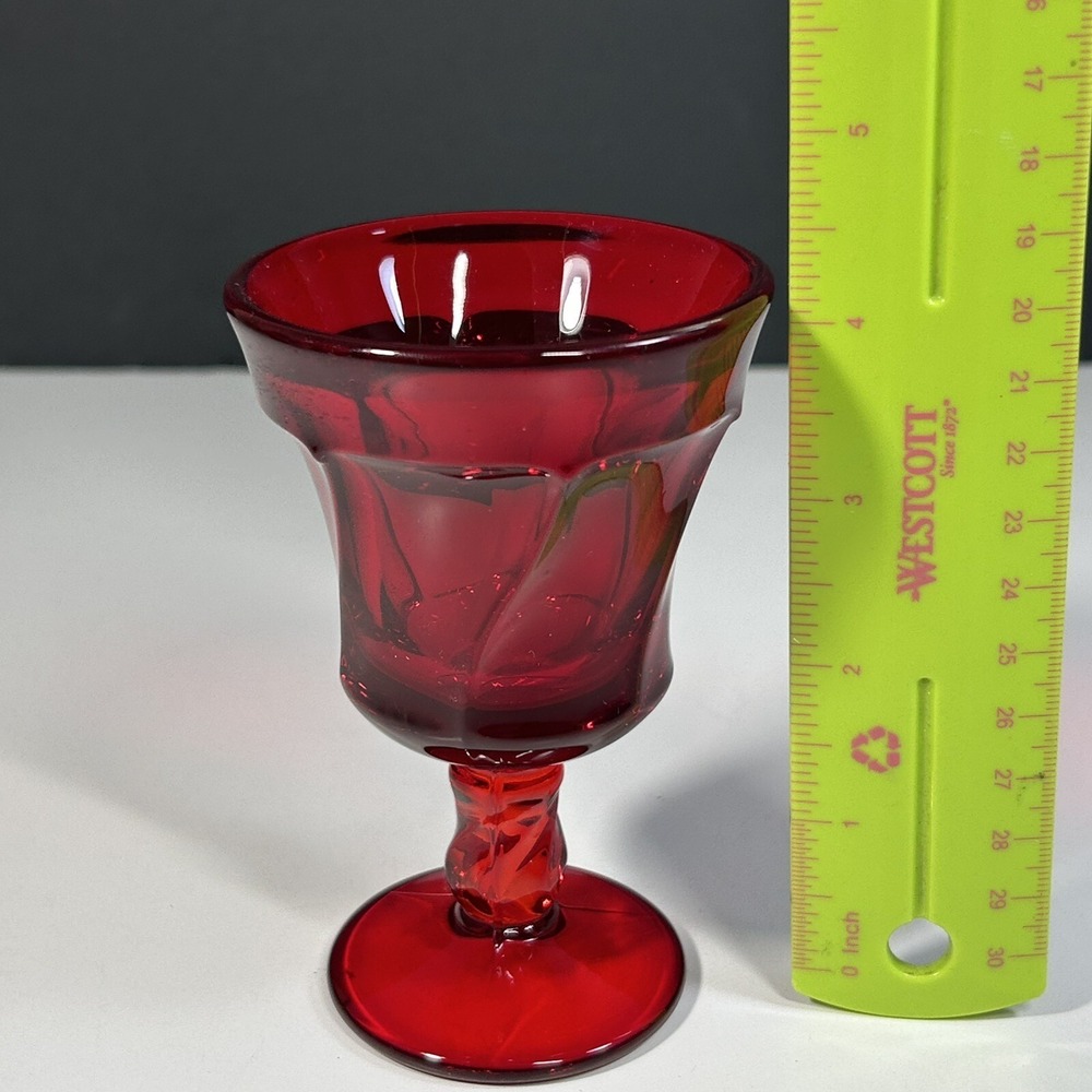 vtg Fostoria Glass Ruby Red Spiral Swirl Jamestown Wine/Water GOBLET 4.5 - Picture 5 of 6